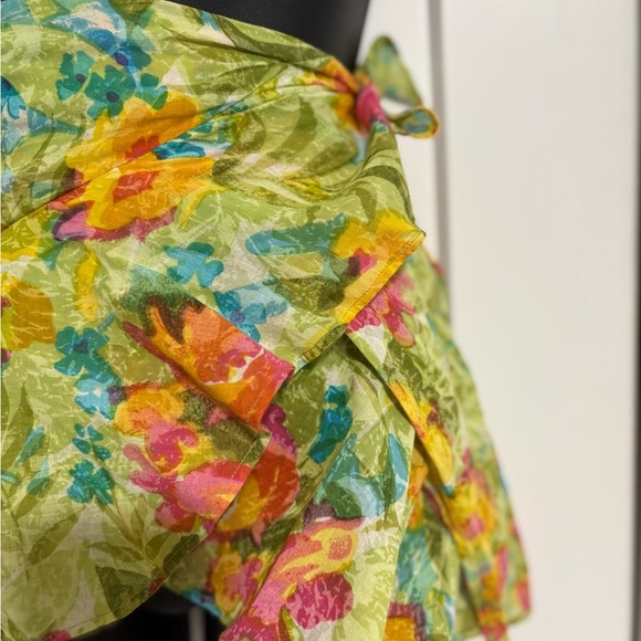 Vibrant Floral Mini Wrap Skirt Swim Coverup O/S Small Medium - Picture 3 of 5
